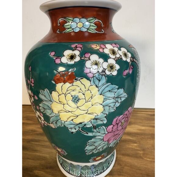 Vintage Gold Imari Hand Painted Vase Pheasants & Peonies Japan 10” Porcelain - Picture 7 of 11
